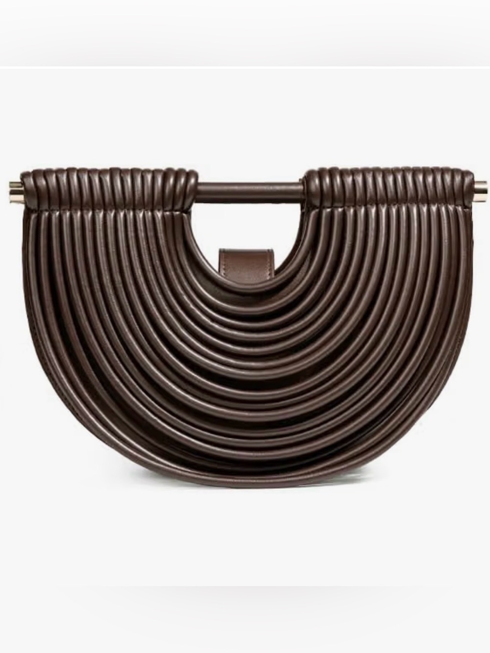 New Brown Handwoven Semi-Circle Top Handle Bag